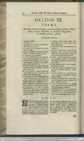 Decisio XII. De furto reiterato magno, concurrenteque crimine stellionatus, carcere trimestri, ac simplici relegatione, in foemina minore, punito