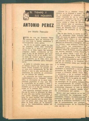 Antonio Pérez : El tiempo y sus hombres
