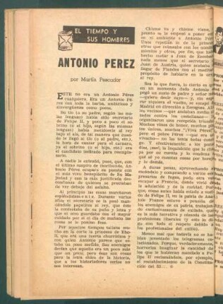 Antonio Pérez : El tiempo y sus hombres