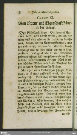 Caput XI. Von Natur und Eigenschaft des Martis des Eisens