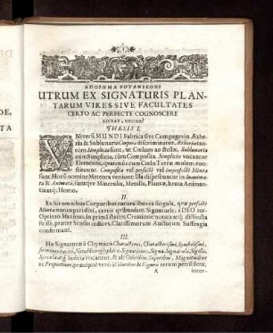 Utrum Ex Signaturis Plantarum Vires Sive Facultates Certo Ac Perfecte Cognoscere Liceat, Nec Ne?