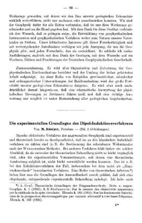 Die experimentellen Grundlagen des Dipol-Induktionsverfahrens