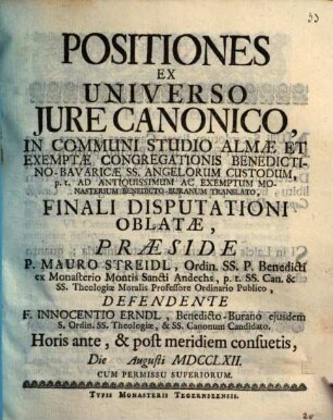 Positiones ex universo iure canonico