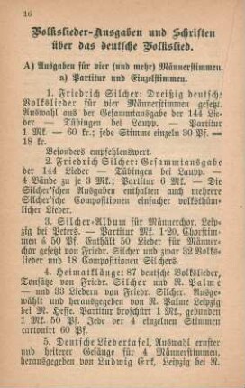 Volkslieder-Ausgaben und Schriften über das deutsche Volkslied