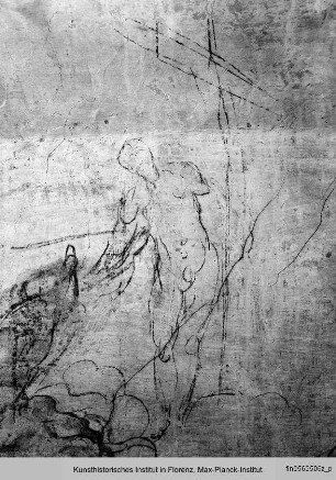 Wandzeichnungen an der Südwand: Figurenstudien : Stehende männliche Figur (Studie für Christus in der Vorhölle?)
