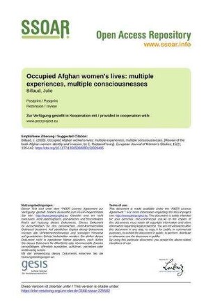Occupied Afghan women's lives: multiple experiences, multiple consciousnesses