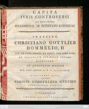 Capita Ivris Controversi Ex Doctrina Svccessionis Ab Intestato Saxonicae