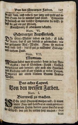 Das achte Capitel. Von den weissen Farben.