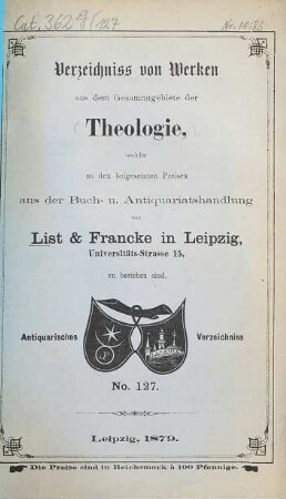 Lager-Verzeichnis. 127. 1879
