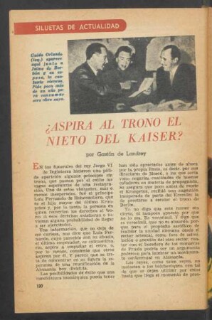 ¿Aspira al trono el nieto del Kaiser? : Siluetas de actualidad
