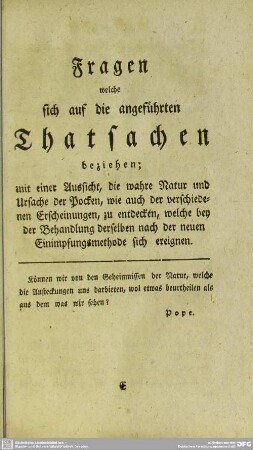 Fragen welche sich auf die angeführten Thatsachen beziehen,...