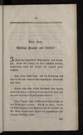 Edler Herr, Würdige Freunde und Brüder!