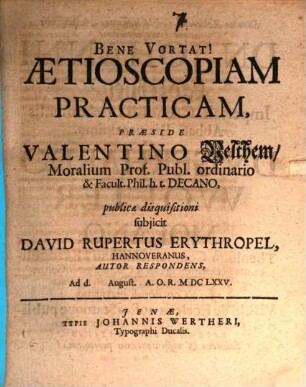 Bene Vortat! Aetioscopiam Practicam