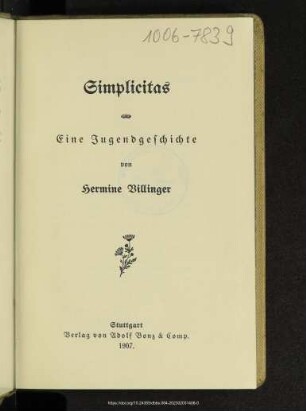 Simplicitas : eine Jugendgeschichte