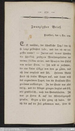 Zwanzigster Brief. Frankfurt, den 2. Dec. 1792