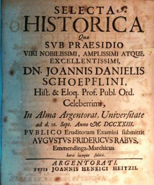 Selecta historica