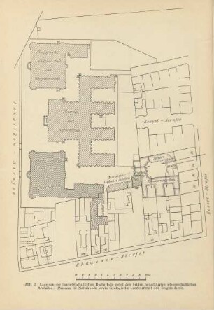 Abb. 2 Lageplan der landwirtschaftlichen Hochschule nebst den beiden benachbarten wissenschaftlichen Anstalten: Museum für Naturkunde sowie Geologische Landesanstalt und Bergakademie