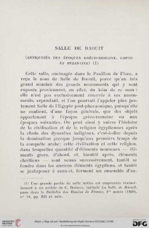 Salle de Baouît (Antiquités des époques gréco-romaine, copte et byzantine)