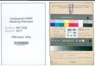 Entnazifizierung Willy Offermann , geb. 20.08.1892 (Architekt)