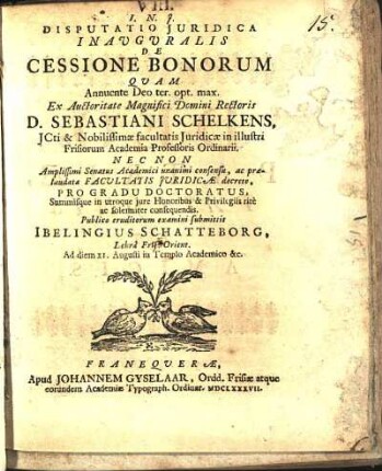 Disputatio Juridica Inauguralis De Cessione Bonorum