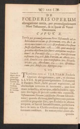 De Foederis Operum abrogatione tertia, per promulgationem Novi Testamenti, ... Caput. X.