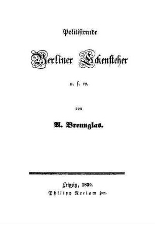 Politisirende Berliner Eckensteher u.s.w.