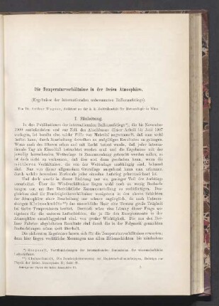Die Temperaturverhältnisse in der freien Atmosphäre. (Ergebnisse der internationalen unbemannten Ballonaufstiege)