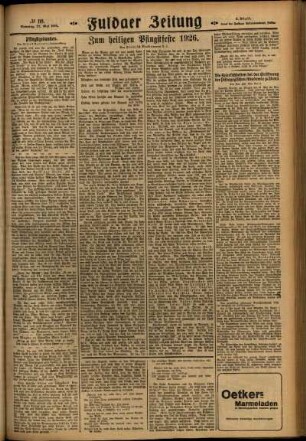 Zweite Ausgabe vom Sonntag, den 23. Mai 1926.