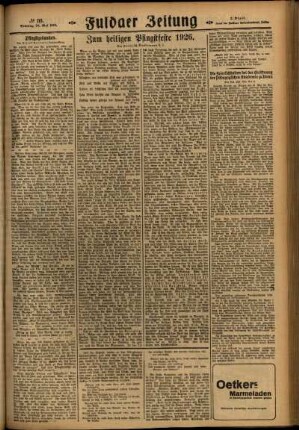 Zweite Ausgabe vom Sonntag, den 23. Mai 1926.