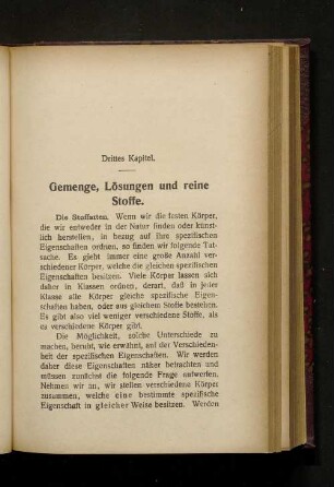 Drittes Kapitel. Gemenge, Lösungen und reine Stoffe