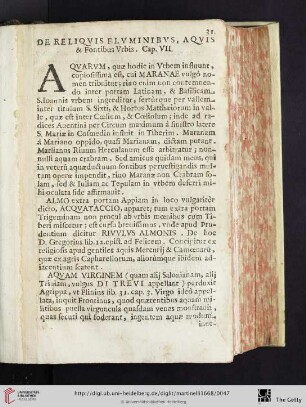 Cap. VII.: De reliquis fluminibus, aquis, & sontibus Urbis