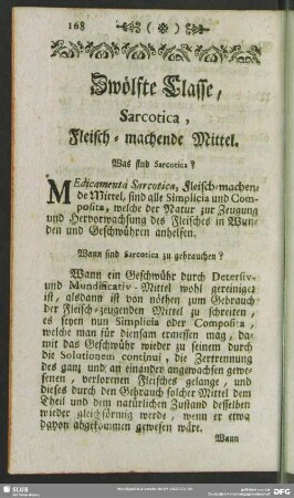 Zwölfte Classe, Sarcotica, Fleisch-machende Mittel
