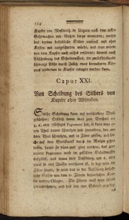 Caput [(XXII.] Von Scheidung des Silbers von Kupfer ohne Abtreiben.