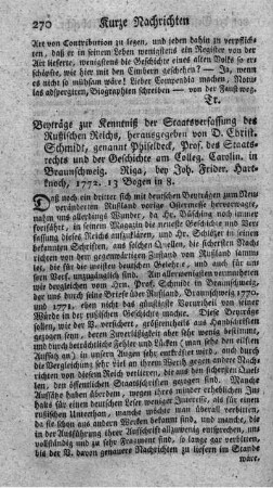 Beyträge zur Kenntniß der Staatsverfassung des Russsischen Reichs.