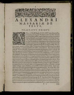 De Peste. Tractatus Primus