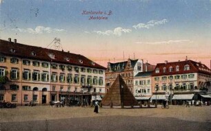 Erster Weltkrieg - Feldpostkarten. "Karlsruhe i. B. - Marktplatz"