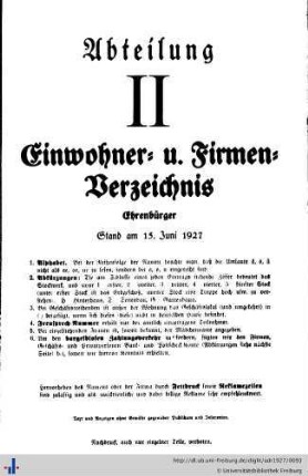 Abteilung II. Einwohner- und Firmenverzeichnis.