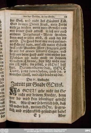 Die IV. Andacht. Zutritt zur Gnade Gottes.