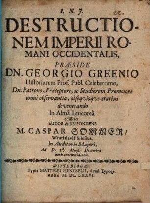 Destructionem imperii Romani occidentalis