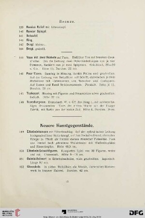 Neuere Kunstgegenstände (Nr. 149-154)