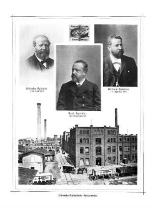 Wilhelm Spindler † 28. April 1873 ; Karl Spindler, Kgl. Kommerzienrath ; William Spindler † 3. Dezember 1889 ; Eisenbahn-Zufuhrstraße Spindlersfeld