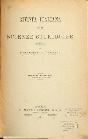 Rivista italiana per le scienze giuridiche. 12. 1891