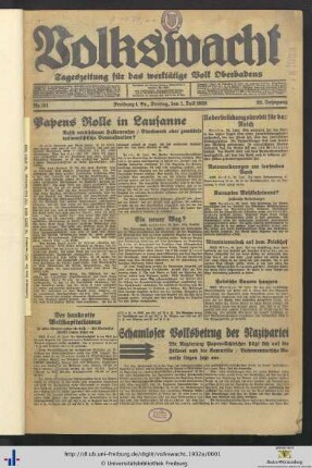 22. Jg. (Juli bis Dezember): Volkswacht: Tageszeitung für das werktätige Volk Oberbadens