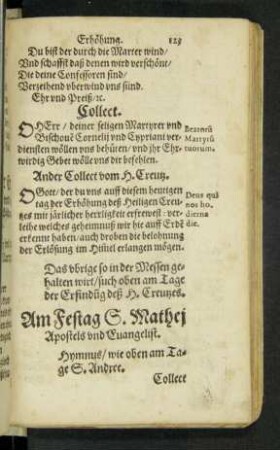Am Festag S. Mathei Apostels und Evangelist.