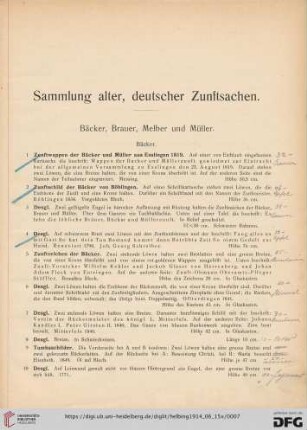 Bäcker, Brauer, Melber, Müller (Nr. 1-25)