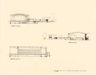 Stadthalle und Stadttheater, Siegen: Längsschnitt Querschnitt Rückseite 1:200 (Foto von Inv.Nr. 36918)