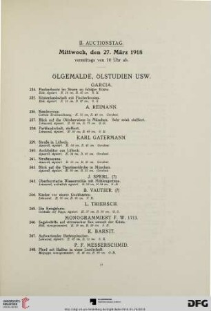 II. Auctionstag: Mittwoch, den 27. März 1918 (Nr. 234-338)