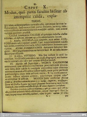 Caput X Modus, quô partis facultas laeditur ab intemperie calidà, explanatur