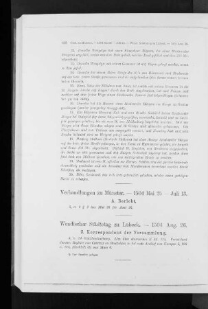 Wendischer Städtetag zu Lübeck. - 1504 Aug. 26. C. Korrespondenz der Versammlung.