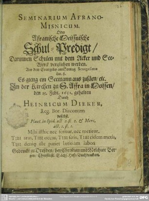Afranische Meissnische Schul-Predigt